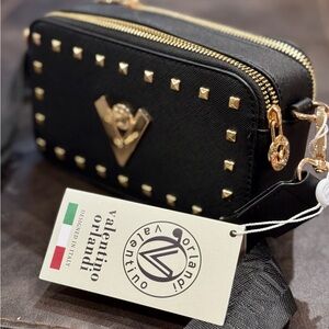 Valentino Orlandi Black and Gold Studded Bag
